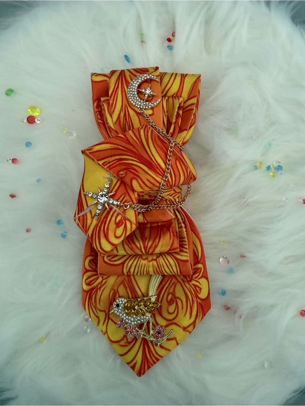 Orange & Yellow Junk Tie. You can choose with this tie color of beads $20 - Picture 1 of 1